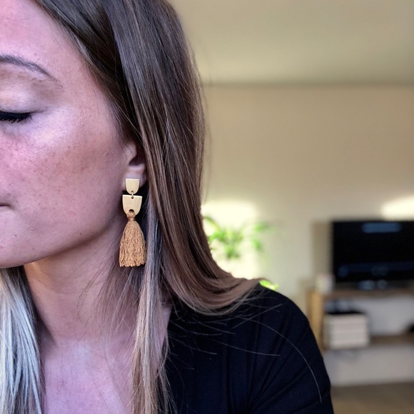 NWOT Madewell Tassel Earrings Brown Silver Posts - Picture 3 of 4